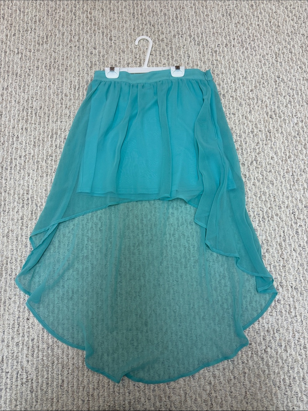 Dynamite Teal High-Low Chiffon Skirt